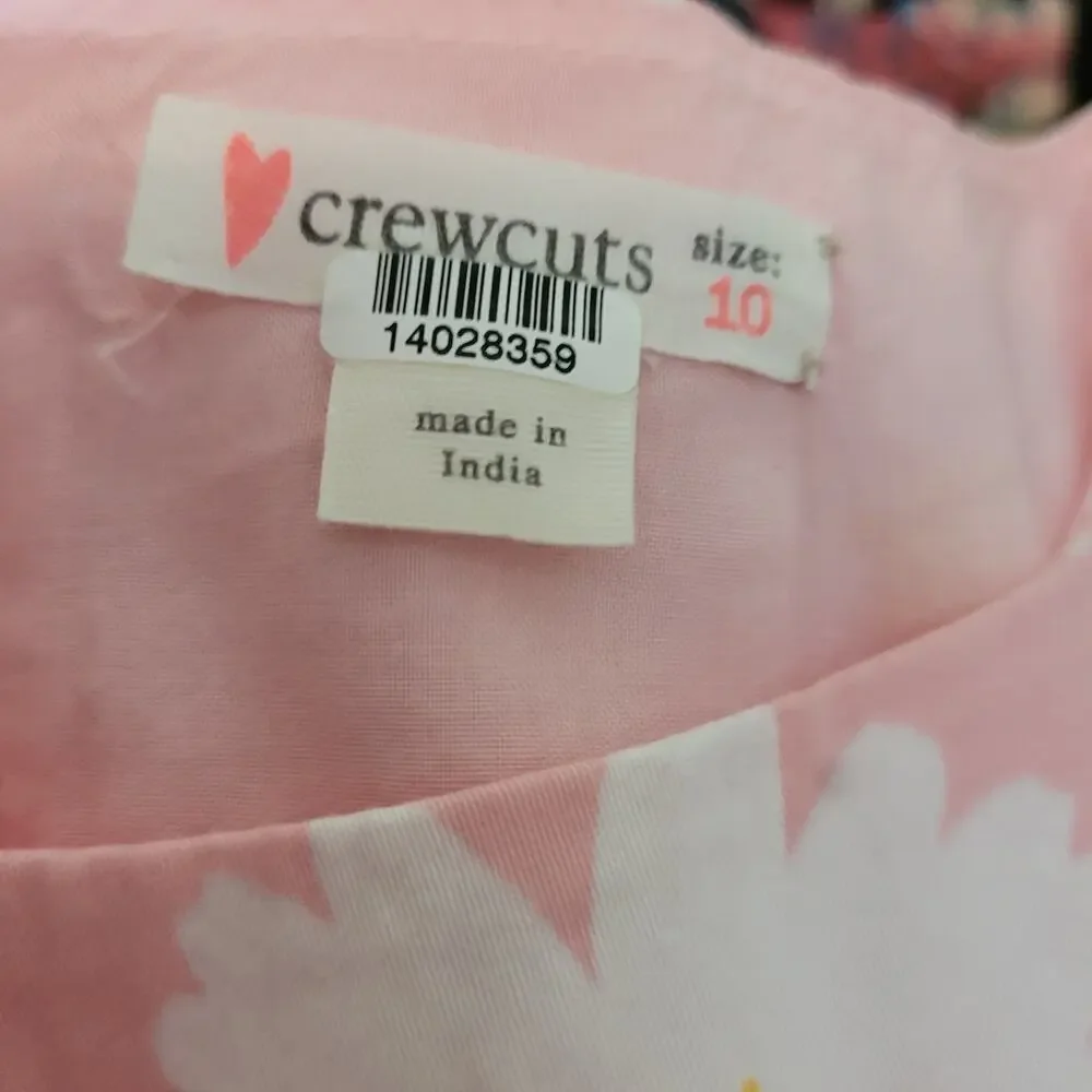J.Crew Crewcuts girls pink daisy floral print sleeveless pleated sun dress